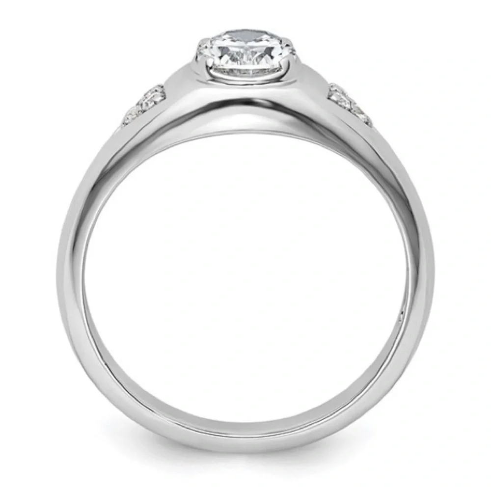 IBGoodman 14K White Gold Lab Grown Diamond Oval Men’s Ring –Modern Luxury